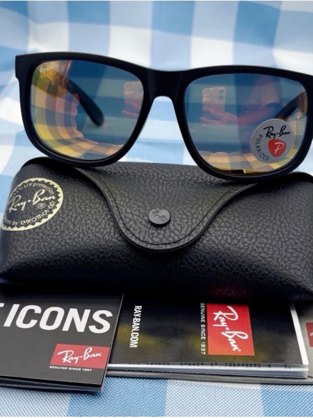 New Ray-Ban Justin RB4165 622/6Q 54-16 polarized Sunglasses Red Mirror Black